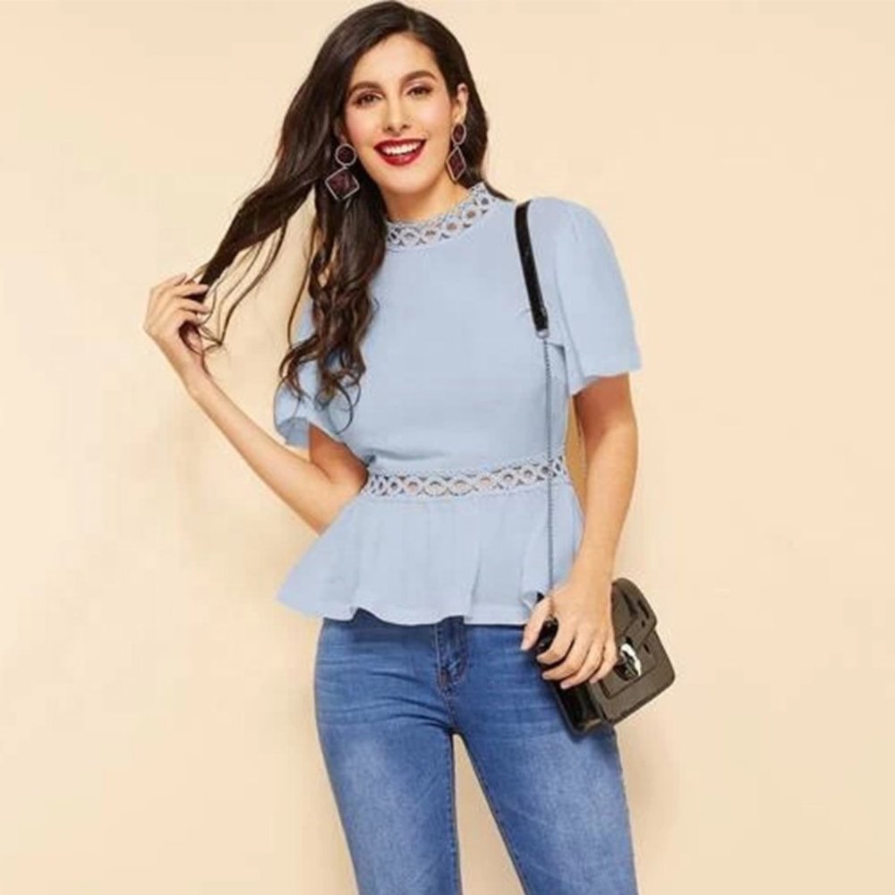 Blue elegant lady blouse